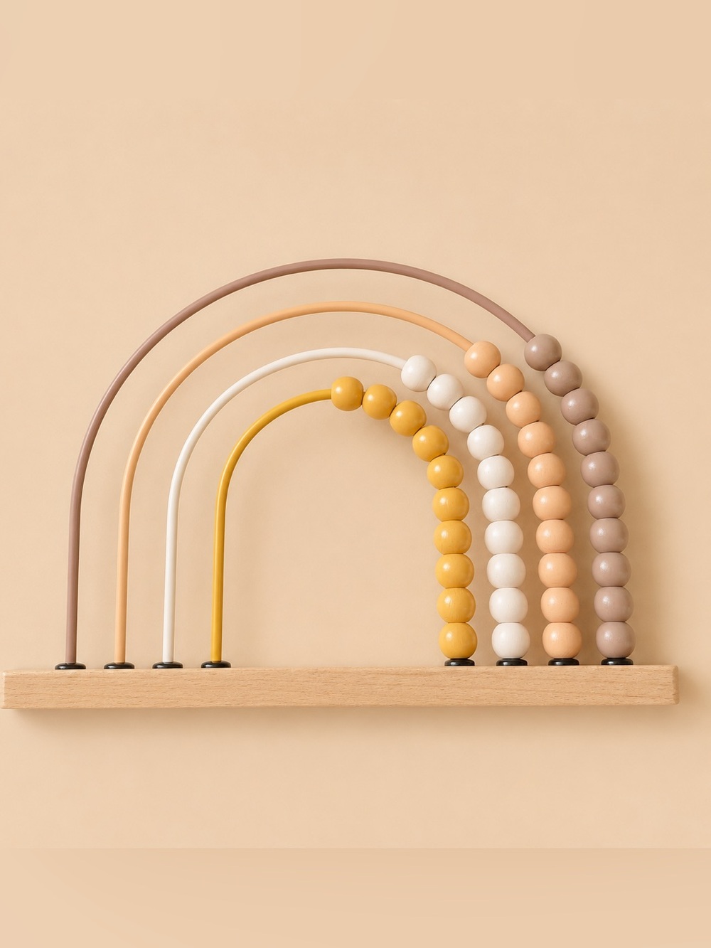 Jumini Wooden Rainbow Bead Maze Toy | Neutral Montessori Style Activity Toy